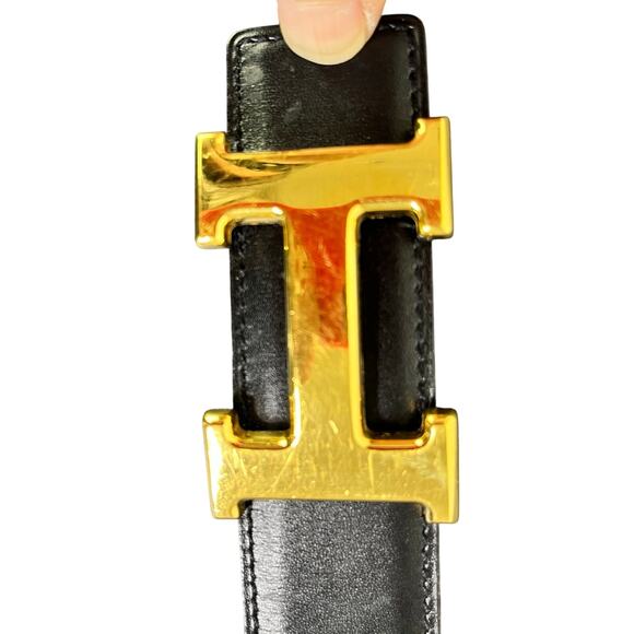 Hermès Constance Gold H Buckle Leather Belt Womens 85 Black Classic Old Money - Picture 4 of 6